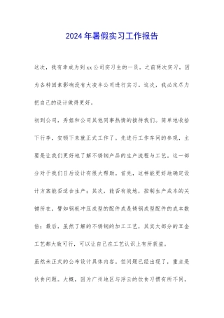 2024年暑假实习工作报告-