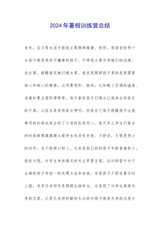 2024年暑假训练营总结-