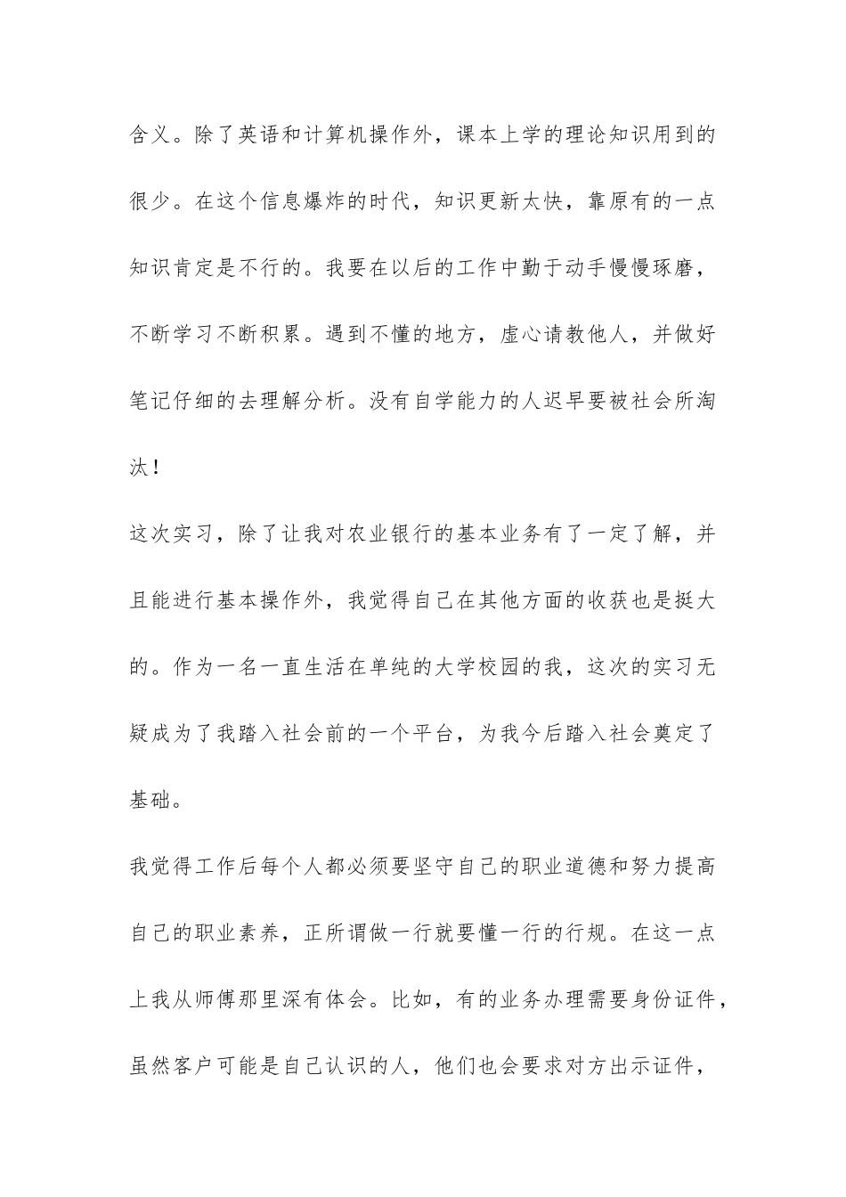 2024年暑期农业银行实习总结-_第3页