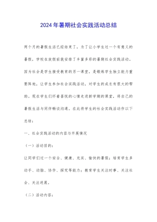 2024年暑期社会实践活动总结-