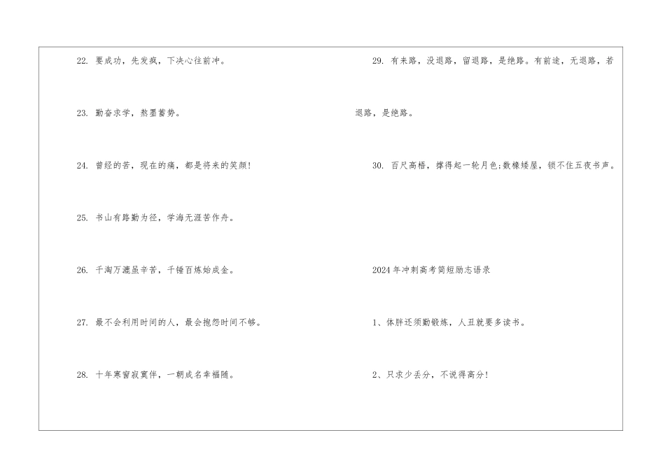 2024年最新冲刺高考简短励志文案_第3页