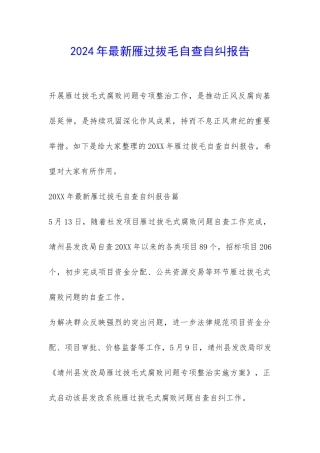 2024年最新雁过拔毛自查自纠报告-