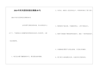 2024年有关悲伤的签名锦集89句