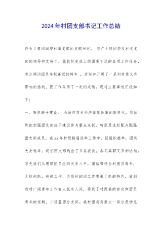 2024年村团支部书记工作总结-