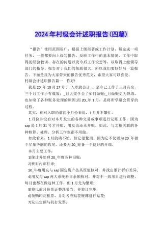 2024年村级会计述职报告