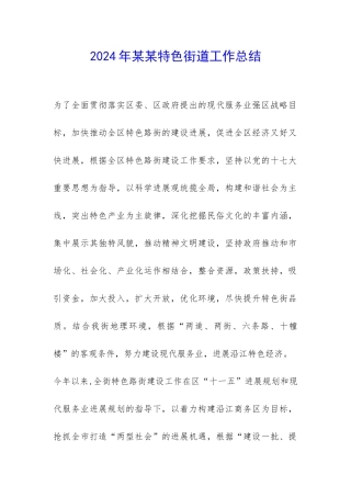 2024年某某特色街道工作总结-