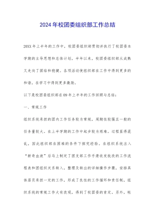 2024年校团委组织部工作总结-