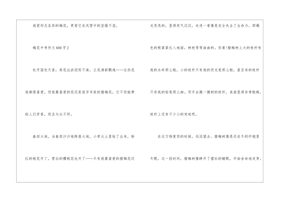 2024年梅花中考话题作文600字5篇_第3页