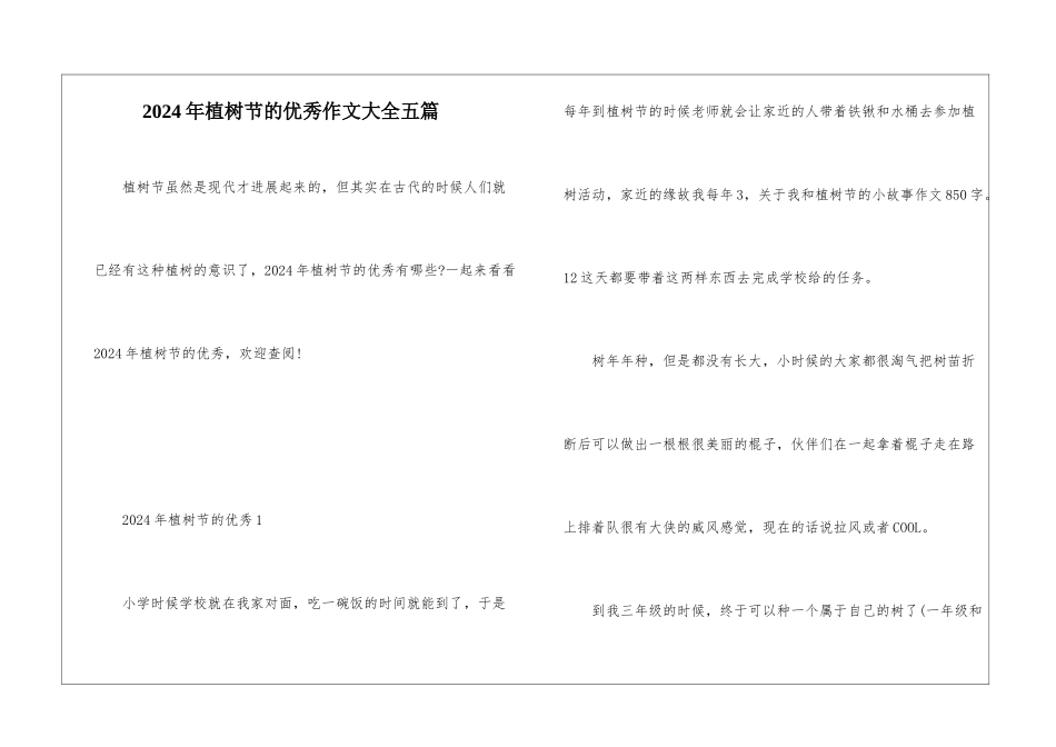 2024年植树节的优秀作文大全五篇_第1页