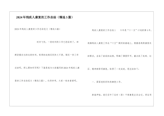 2024年残疾人康复的工作总结