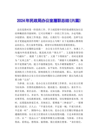 2024年民政局办公室履职总结