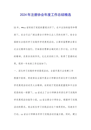 2024年注册协会年度工作总结精选-