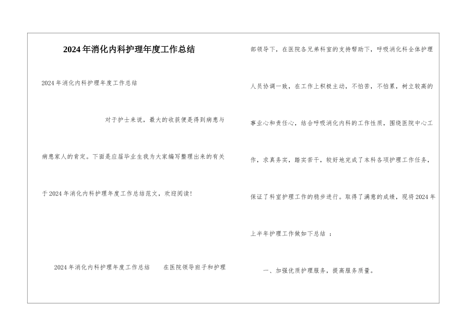 2024年消化内科护理年度工作总结_第1页