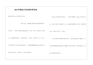 2024年物业公司出纳年终总结