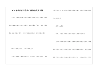 2024年生产实习个人心得体会范文五篇