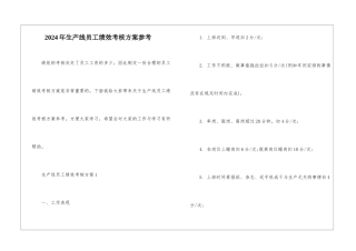 2024年生产线员工绩效考核方案参考