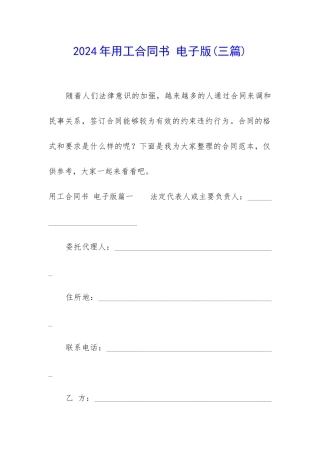 2024年用工合同书-电子版