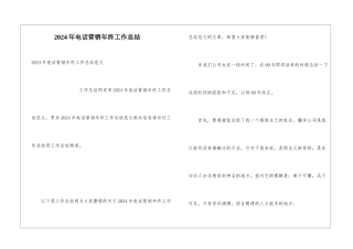 2024年电话营销年终工作总结
