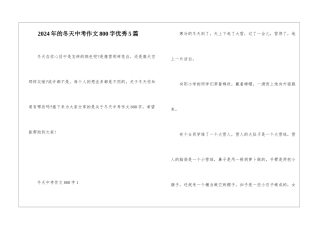2024年的冬天中考作文800字优秀5篇