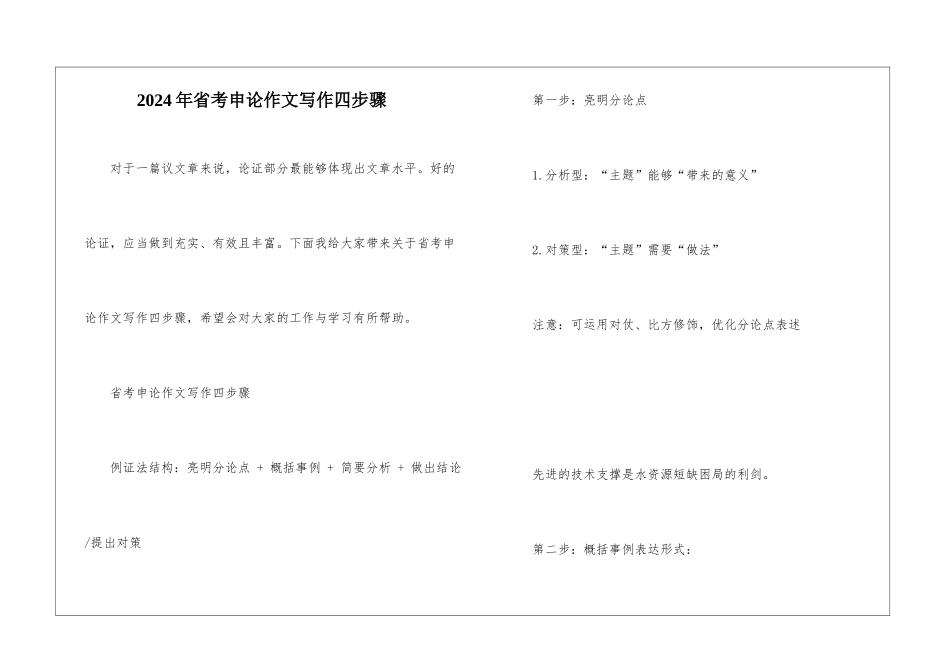 2024年省考申论作文写作四步骤_第1页