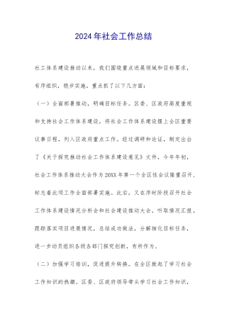2024年社会工作总结-