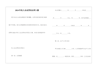 2024年私人企业劳动合同5篇
