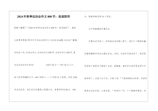 2024年秋季运动会作文800字：追逐胜利