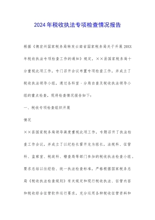 2024年税收执法专项检查情况报告-