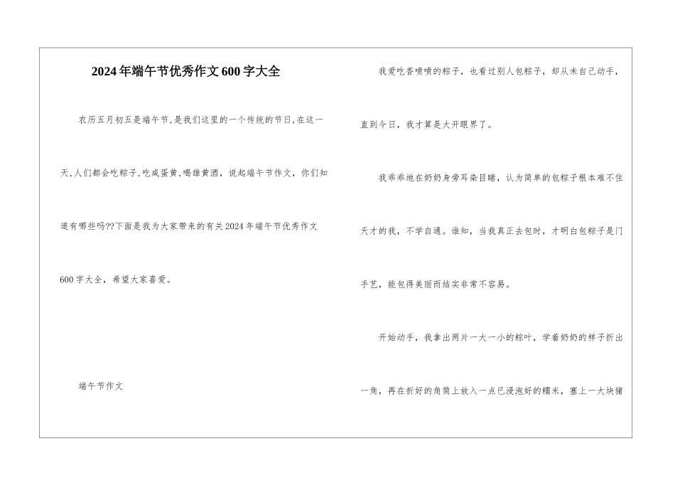 2024年端午节优秀作文600字大全_第1页