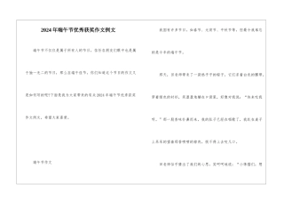 2024年端午节优秀获奖作文例文