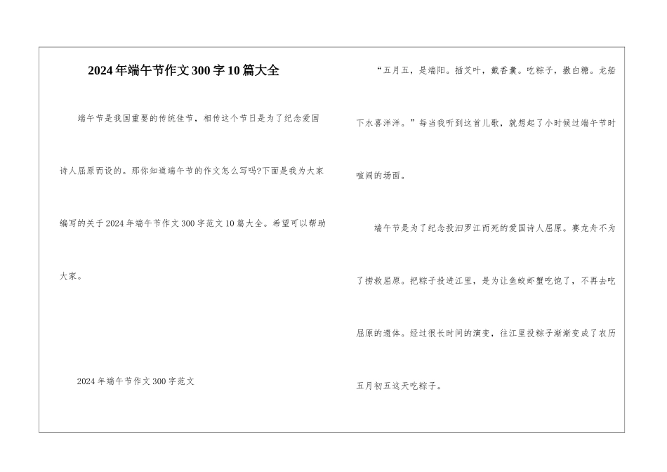 2024年端午节作文300字10篇大全_第1页