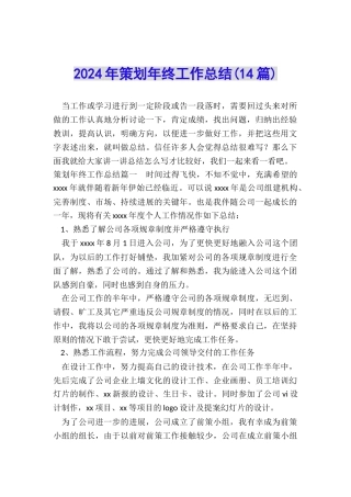 2024年策划年终工作总结