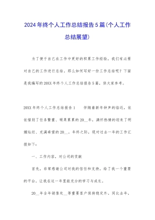 2024年终个人工作总结报告5篇