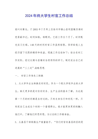2024年终大学生村官工作总结-