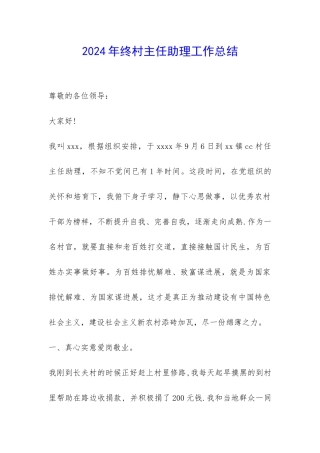 2024年终村主任助理工作总结-
