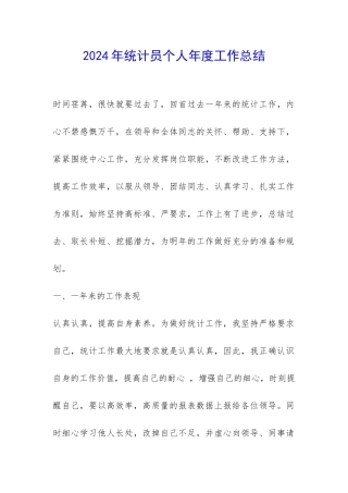 2024年统计员个人年度工作总结-