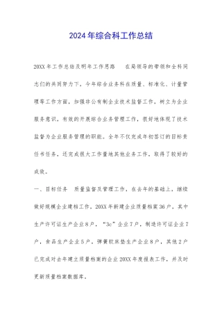 2024年综合科工作总结-