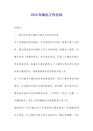 2024年编办工作总结-