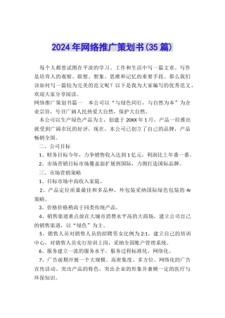2024年网络推广策划书