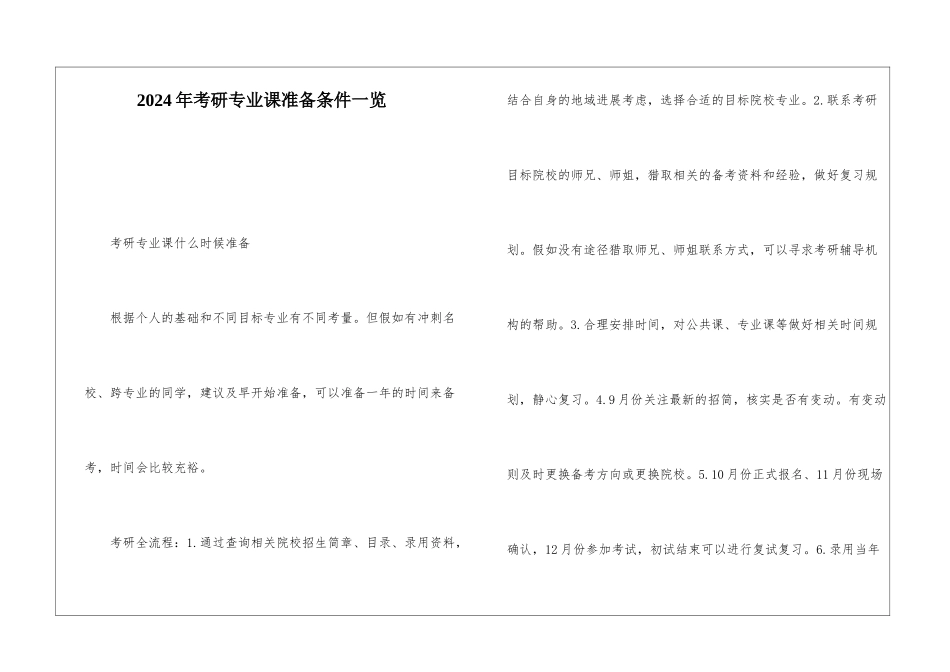 2024年考研专业课准备条件一览_第1页