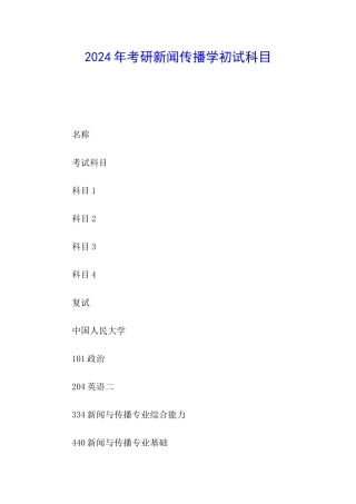 2024年考研新闻传播学初试科目