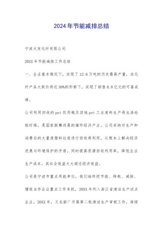 2024年节能减排总结-
