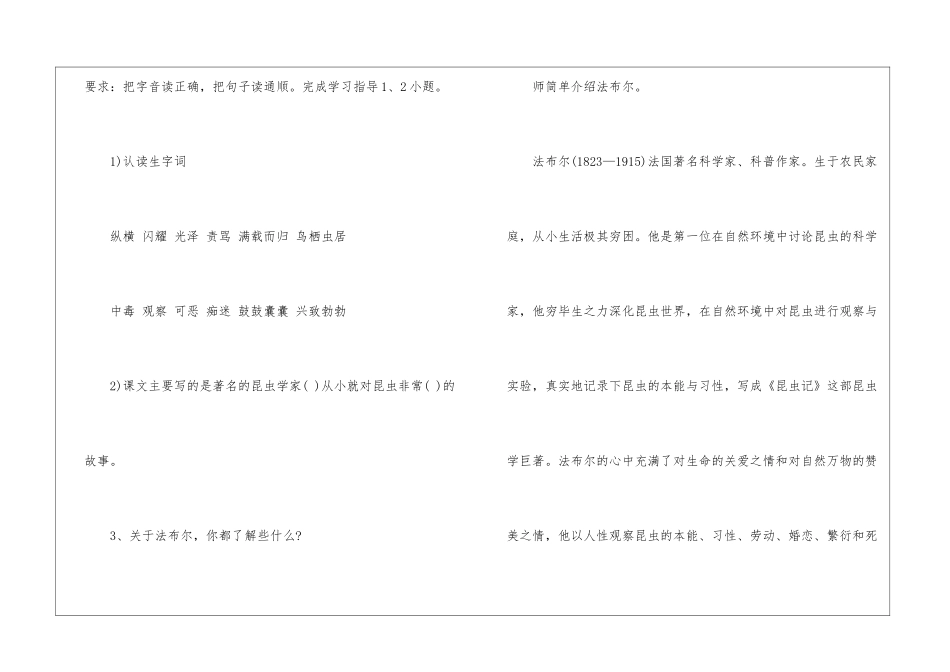 2024年苏教版《装满昆虫的衣袋》五年级语文教案_第3页