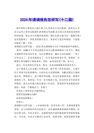 2024年请调报告怎样写