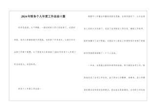2024年财务个人年度工作总结十篇