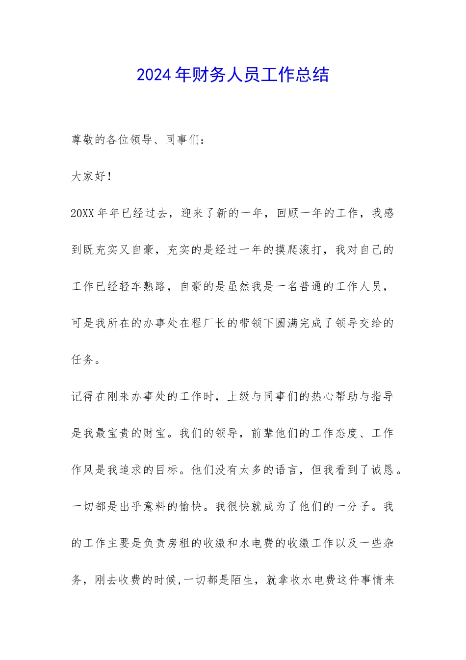 2024年财务人员工作总结-_第1页