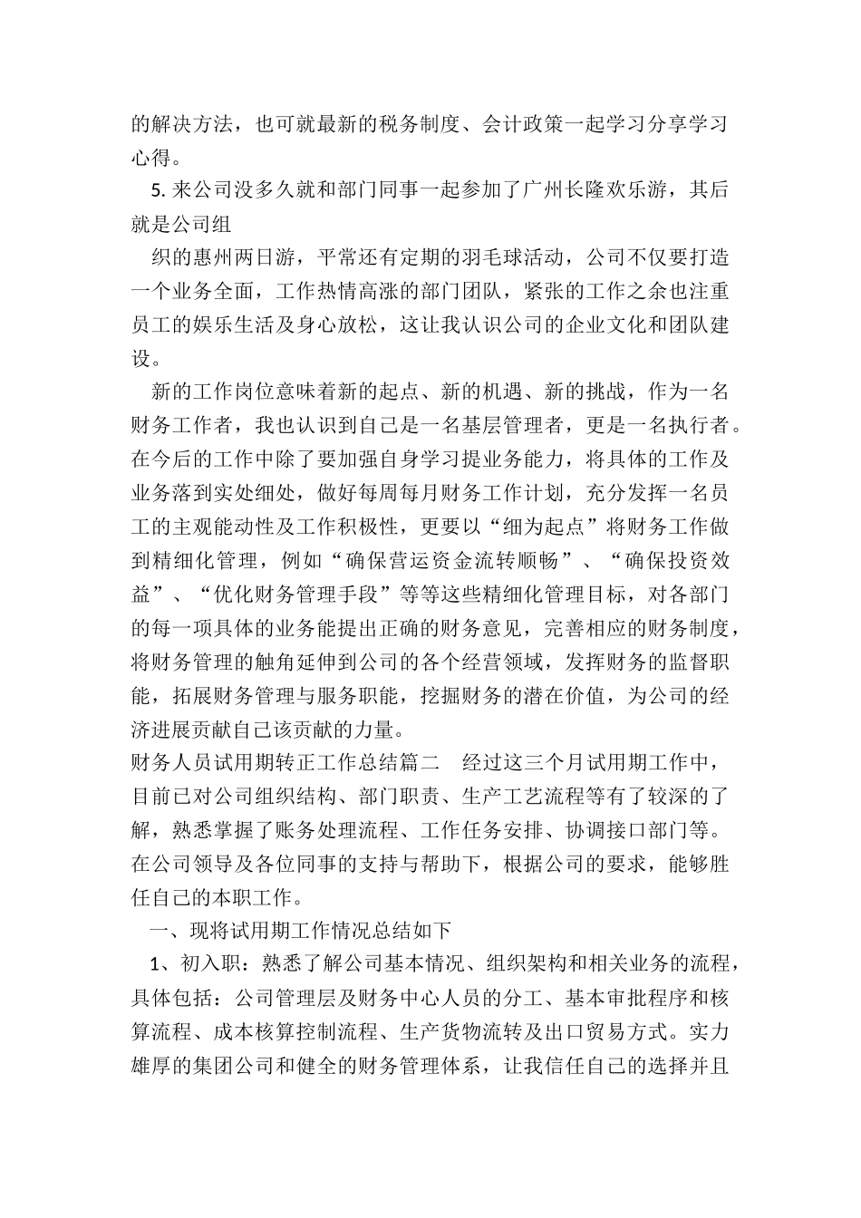 2024年财务人员试用期转正工作总结_第2页