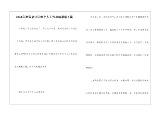 2024年财务会计年终个人工作总结最新5篇