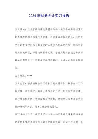 2024年财务会计实习报告-