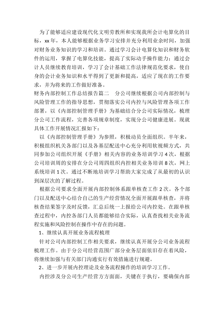 2024年财务内部控制工作总结报告_第3页